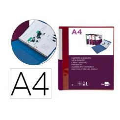 Carpeta LIDERPAPEL canguro 2 anillas 25 mm mixtas polipropileno DIN A4 rojo translucido