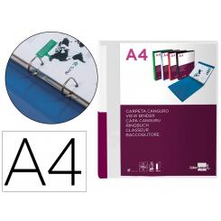 Carpeta LIDERPAPEL canguro 2 anillas 25 mm mixtas polipropileno DIN A4 transparente