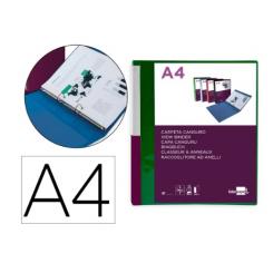 Carpeta LIDERPAPEL canguro 2 anillas 25 mm mixtas polipropileno DIN A4 verde translucido