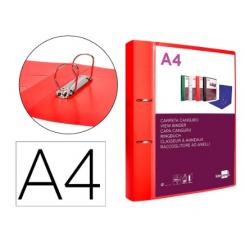 Carpeta LIDERPAPEL canguro 2 anillas 40 mm mixtas polipropileno DIN A4 rojo translicudo