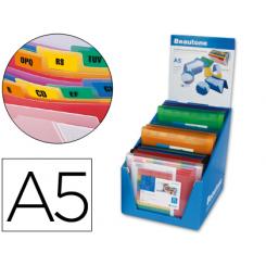 Carpeta LIDERPAPEL clasificador fuelle polipropileno A5 expositor de 12 unidades colores surtidos
