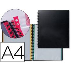 Carpeta LIDERPAPEL DIN A4 con 20 fundas intercambiables bordes de colores color negro