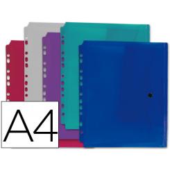 Carpeta LIDERPAPEL dossier broche 36669 polipropileno DIN A4 pack de 5 col.surtidos transparente multitaladro