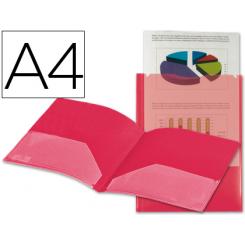 Carpeta LIDERPAPEL dossier dos bolsas canguro 45680 polipropileno DIN A4 roja