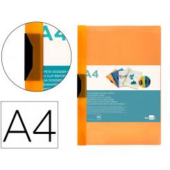 Carpeta LIDERPAPEL dossier pinza lateral 45301 polipropileno DIN A4 naranja 30 hojas pinza deslizante
