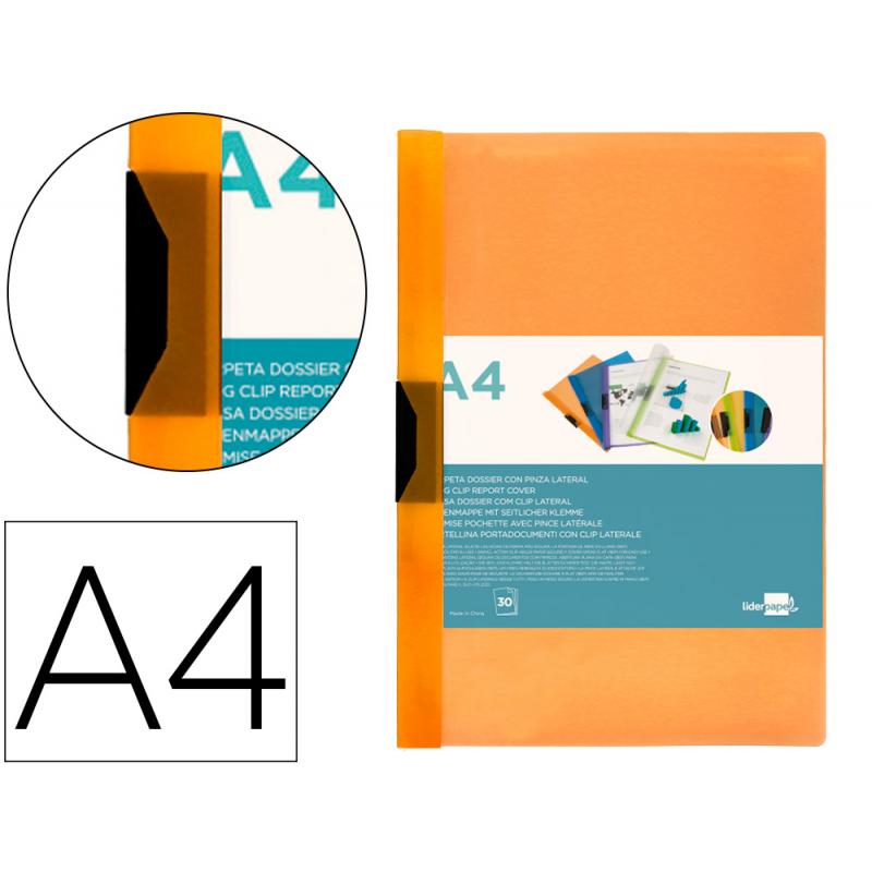 carpeta-liderpapel-dossier-pinza-lateral-45301-polipropileno-din-a4-naranja-30-hojas-pinza-deslizante