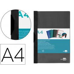 Carpeta LIDERPAPEL dossier pinza lateral 45325 polipropileno DIN A4 negro 60 hojas pinza deslizante