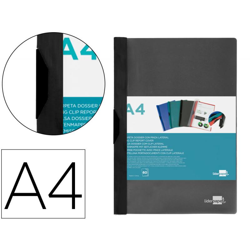 carpeta-liderpapel-dossier-pinza-lateral-45325-polipropileno-din-a4-negro-60-hojas-pinza-deslizante