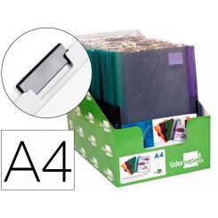 Carpeta LIDERPAPEL Dossier Pinza Lateral Polipropileno DIN A4 30 Hojas Pack De 4 Colores Surtidos