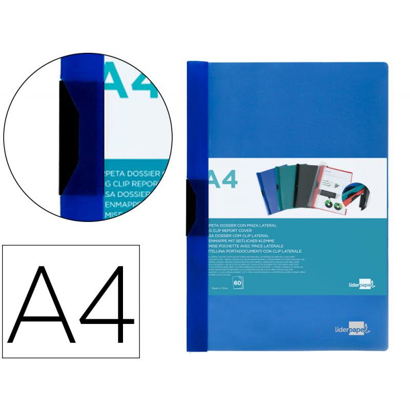 carpeta-liderpapel-dossier-pinza-lateral-polipropileno-din-a4-azul-translucido-60-hojas-pinza-deslizante