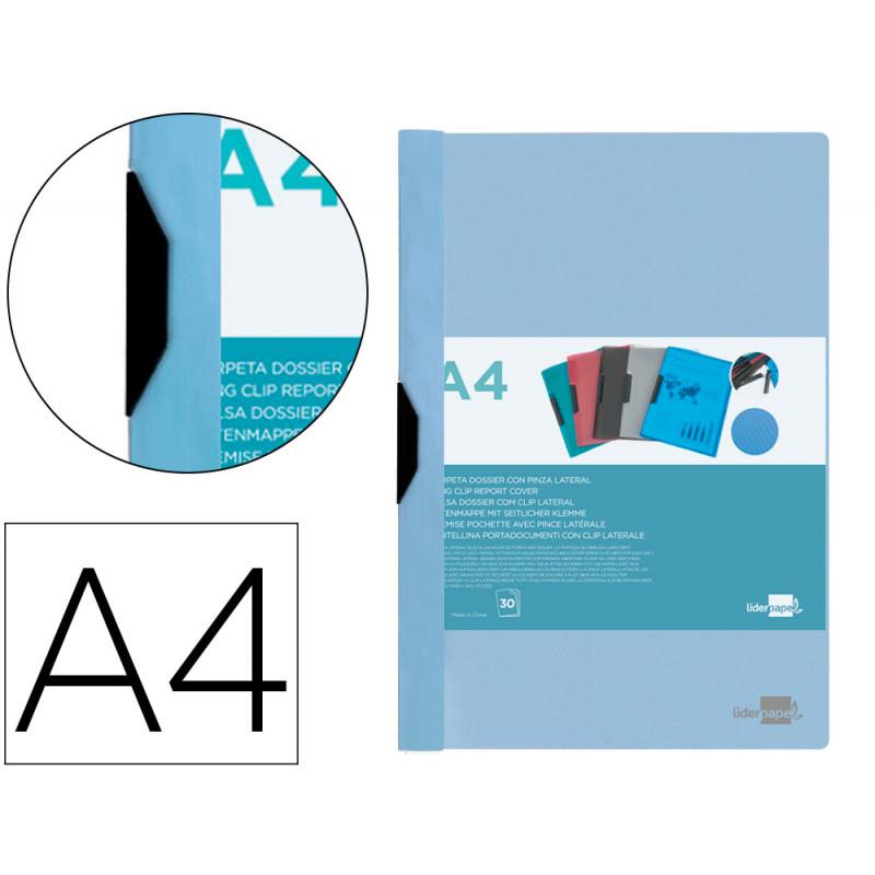 carpeta-liderpapel-dossier-pinza-lateral-polipropileno-din-a4-celeste-opaco-30-hojas-pinza-deslizante