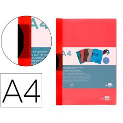 Carpeta LIDERPAPEL dossier pinza lateral polipropileno DIN A4 rojo translucido 30 hojas pinza deslizante