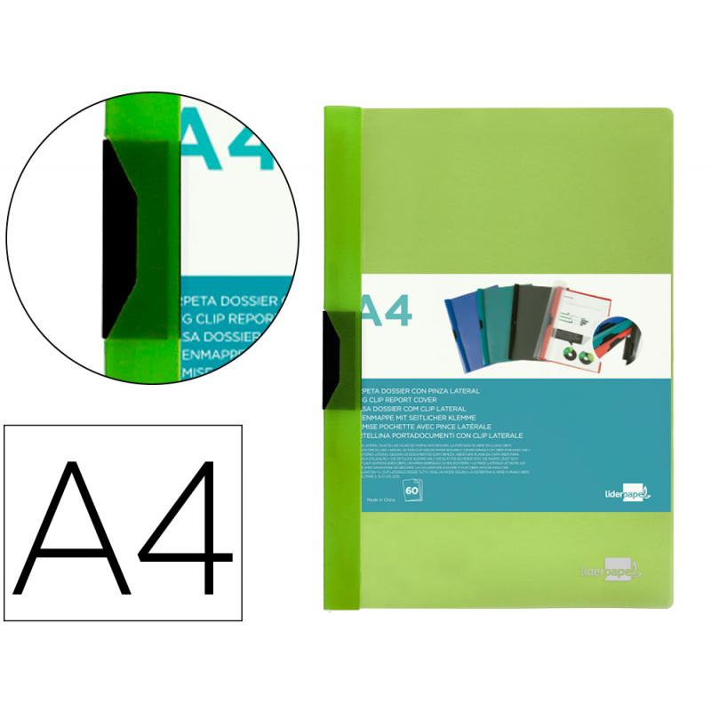 carpeta-liderpapel-dossier-pinza-lateral-polipropileno-din-a4-verde-translucido-60-hojas-pinza-deslizante