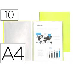 Carpeta LIDERPAPEL escaparate 10 fundas polipropileno DIN A4 amarillo fluor opaco