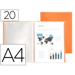 Carpeta LIDERPAPEL escaparate 20 fundas polipropileno DIN A4 naranja fluor opaco