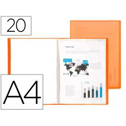 Carpeta LIDERPAPEL escaparate 47041 20 fundas polipropileno traslucida DIN A4 naranja frosty