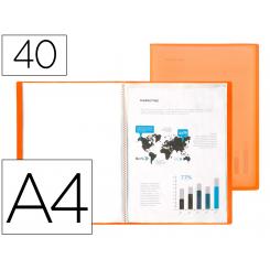 Carpeta LIDERPAPEL escaparate 47051 40 fundas polipropileno traslucida DIN A4 naranja frosty