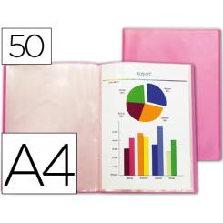 Carpeta LIDERPAPEL escaparate 47060 50 fundas polipropileno traslucida DIN A4 rojo frosty
