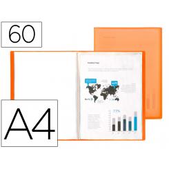 Carpeta LIDERPAPEL escaparate 47071 60 fundas polipropileno traslucida DIN A4 naranja frosty