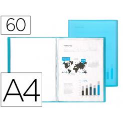 Carpeta LIDERPAPEL escaparate 47072 60 fundas polipropileno DIN A4 azul translucido