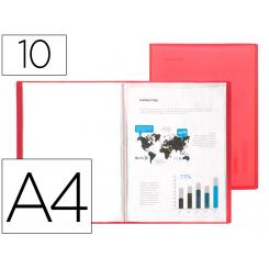 Carpeta LIDERPAPEL escaparate 47480 10 fundas polipropileno DIN A4 rojo translucido