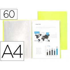 Carpeta LIDERPAPEL escaparate 60 fundas polipropileno DIN A4 amarillo fluor opaco