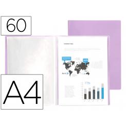 Carpeta LIDERPAPEL escaparate 60 fundas polipropileno DIN A4 lavanda opaco