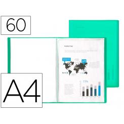 Carpeta LIDERPAPEL escaparate 60 fundas polipropileno DIN A4 verde translucido