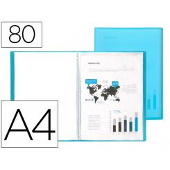 Carpeta LIDERPAPEL escaparate 80 fundas polipropileno DIN A4 azul translucido