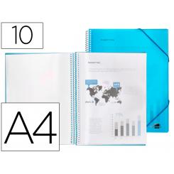 Carpeta LIDERPAPEL escaparate con espiral 10 fundas polipropileno DIN A4 azul