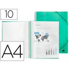Carpeta LIDERPAPEL escaparate con espiral 10 fundas polipropileno DIN A4 verde