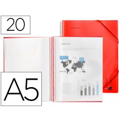 Carpeta LIDERPAPEL escaparate con espiral 20 fundas polipropileno DIN A5 roja