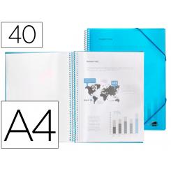 Carpeta LIDERPAPEL escaparate con espiral 40 fundas polipropileno DIN A4 azul