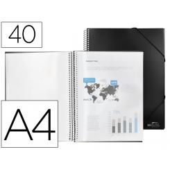 Carpeta LIDERPAPEL escaparate con espiral 40 fundas polipropileno DIN A4 negro