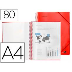 Carpeta LIDERPAPEL Escaparate con Espiral 80 Fundas Polipropileno DIN A4 Rojo