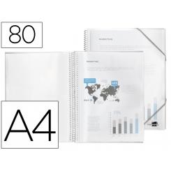 Carpeta LIDERPAPEL escaparate con espiral 80 fundas polipropileno DIN A4 transparente