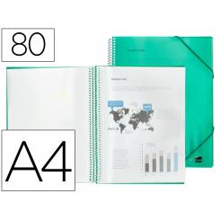 Carpeta LIDERPAPEL Escaparate con Espiral 80 Fundas Polipropileno DIN A4 Verde