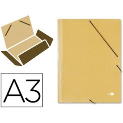 Carpeta LIDERPAPEL Gomas A3 3 Solapas Carton Prespan Amarilla