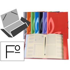 Carpeta LIDERPAPEL gomas carton forrado clasificadora folio 7 colores surtidos