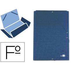 Carpeta LIDERPAPEL gomas folio 3 solapas carton forrado azul