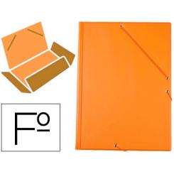 Carpeta LIDERPAPEL gomas folio 3 solapas carton forrado PVC naranja