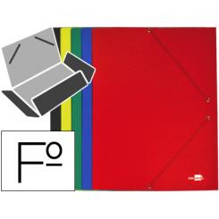 Carpeta LIDERPAPEL gomas folio 3 solapas carton plastificado colores surtidos