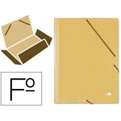 Carpeta LIDERPAPEL gomas folio 3 solapas carton prespan amarilla