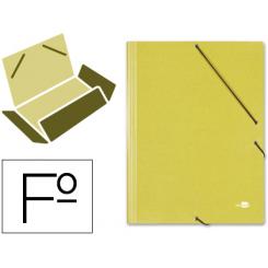 Carpeta LIDERPAPEL gomas folio 3 solapas carton simil prespan amarilla