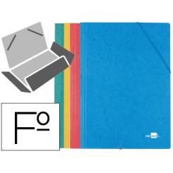 Carpeta LIDERPAPEL gomas folio 3 solapas carton simil prespan pack de 4 unidades colores surtidos