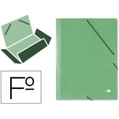 Carpeta LIDERPAPEL gomas folio 3 solapas carton simil prespan verde