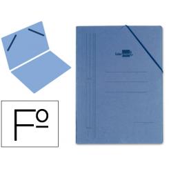 Carpeta LIDERPAPEL gomas folio sencilla carton compacto azul