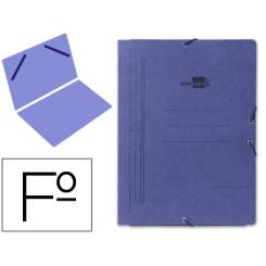 Carpeta LIDERPAPEL gomas folio sencilla carton pintado azul
