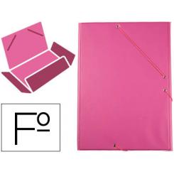 Carpeta LIDERPAPEL gomas plastico folio solapas color fucsia