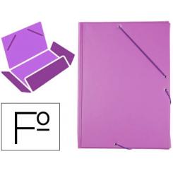 Carpeta LIDERPAPEL gomas plastico folio solapas color lila